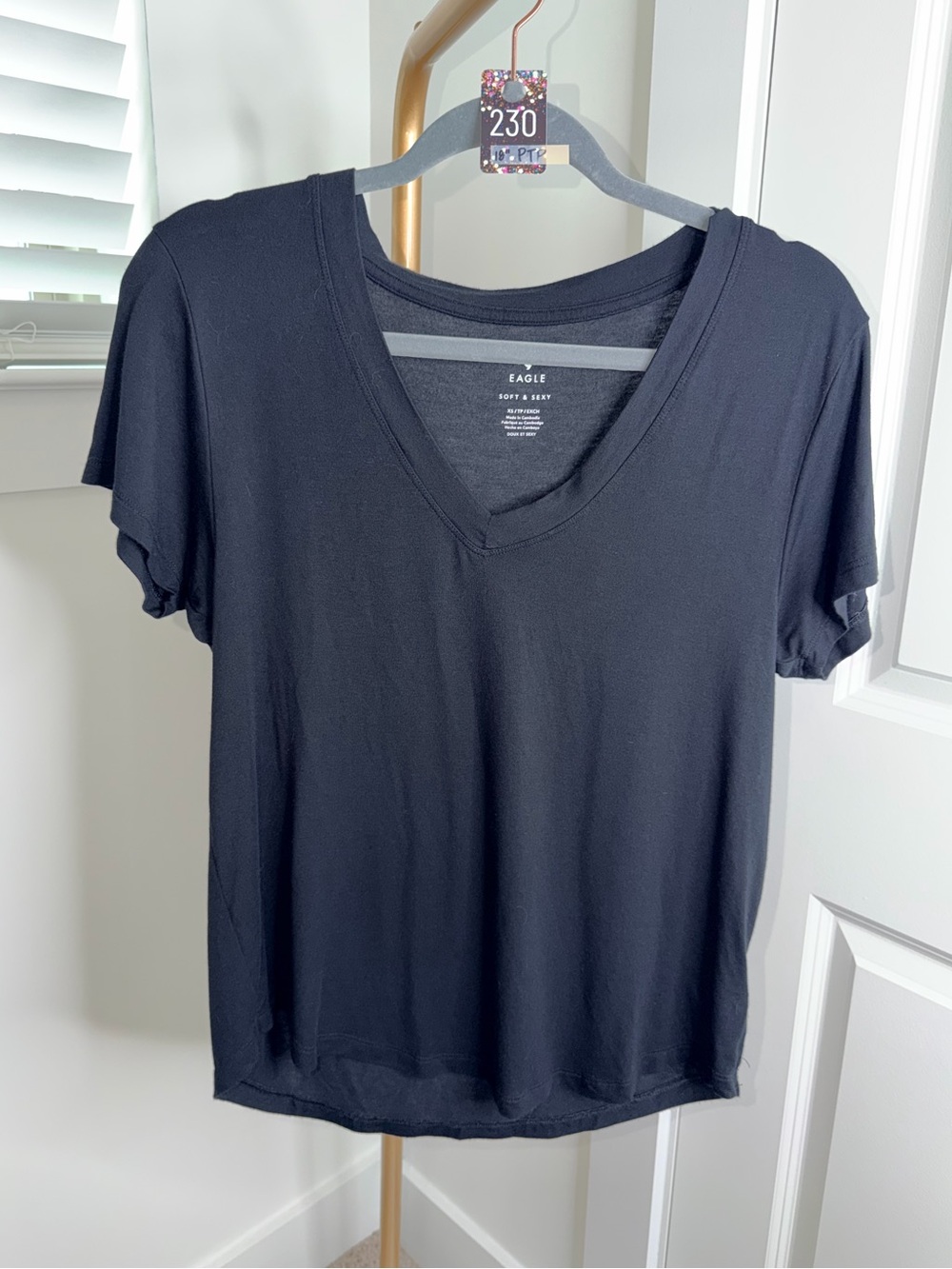 230. AE Soft & Sexy V-Neck T-Shirt in Black